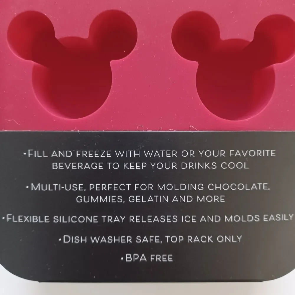 Disney Mickey Mouse Silicone Ice‎ Cube Mold Trays Red Set Of 2 Confectionery New